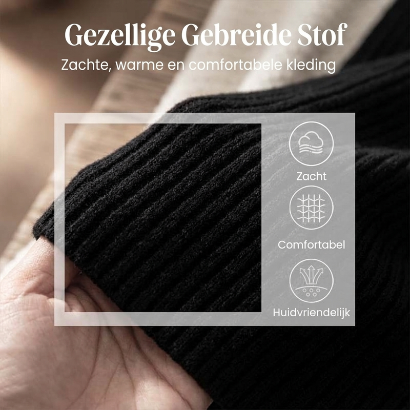 ❄️ Winter Favoriet ✨ Dames Gebreide Mini-Jurk met A-Lijn & Mock Nek – Elegante Warme Trui Jurk met Comfortabele Pasvorm