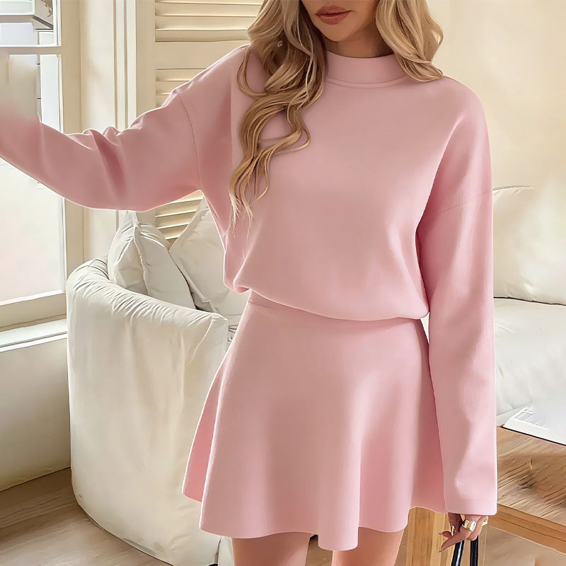 ❄️ Winter Favoriet ✨ Dames Gebreide Mini-Jurk met A-Lijn & Mock Nek – Elegante Warme Trui Jurk met Comfortabele Pasvorm
