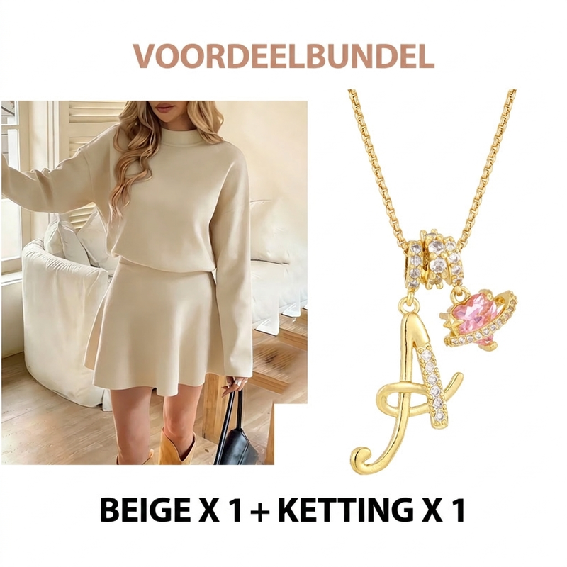 ❄️ Winter Favoriet ✨ Dames Gebreide Mini-Jurk met A-Lijn & Mock Nek – Elegante Warme Trui Jurk met Comfortabele Pasvorm