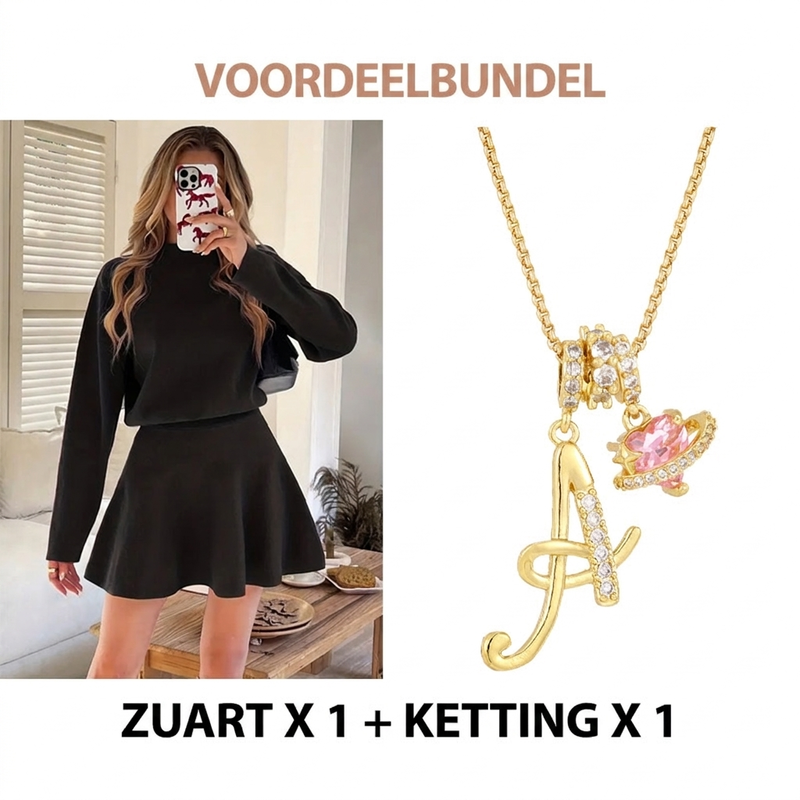 ❄️ Winter Favoriet ✨ Dames Gebreide Mini-Jurk met A-Lijn & Mock Nek – Elegante Warme Trui Jurk met Comfortabele Pasvorm