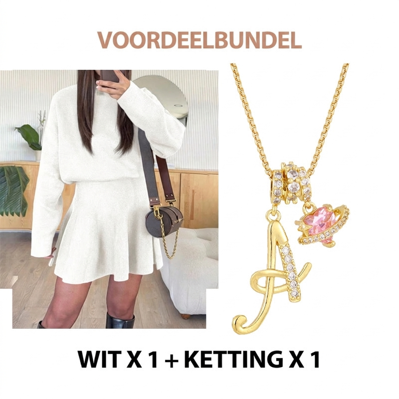 ❄️ Winter Favoriet ✨ Dames Gebreide Mini-Jurk met A-Lijn & Mock Nek – Elegante Warme Trui Jurk met Comfortabele Pasvorm