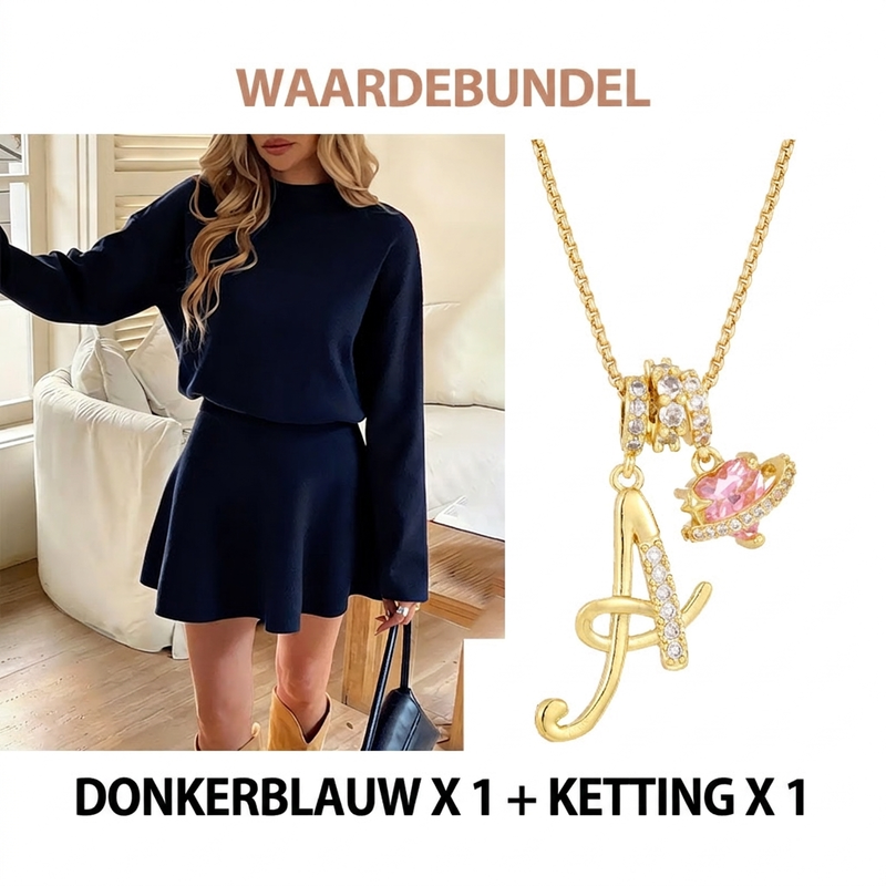 ❄️ Winter Favoriet ✨ Dames Gebreide Mini-Jurk met A-Lijn & Mock Nek – Elegante Warme Trui Jurk met Comfortabele Pasvorm