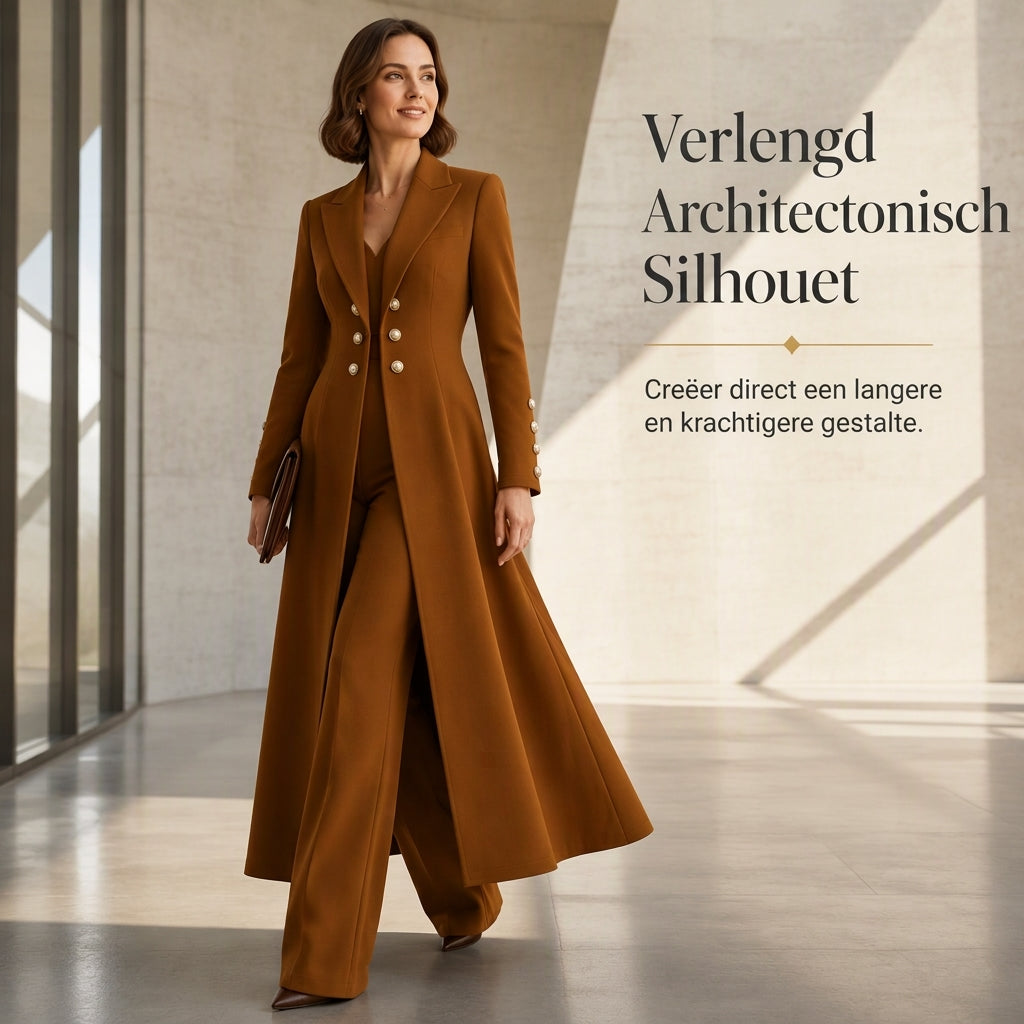 🔥Gratis verzending✈️Elegante Dames 2-Delige Outfitset met Retro Lange Mouwen Jas & Eenvoudige Broek – Chique Casual Look