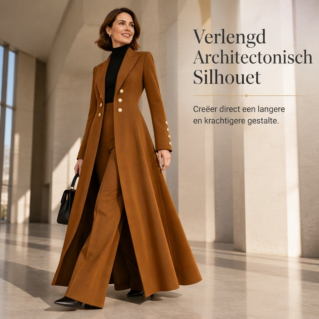 🔥Gratis verzending✈️Elegante Dames 2-Delige Outfitset met Retro Lange Mouwen Jas & Eenvoudige Broek – Chique Casual Look