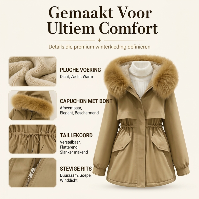 🔥Gratis verzending✈️Dames Parka Jas met Pluche Voering – Halflange Warme Winterjas voor Comfort & Stijl