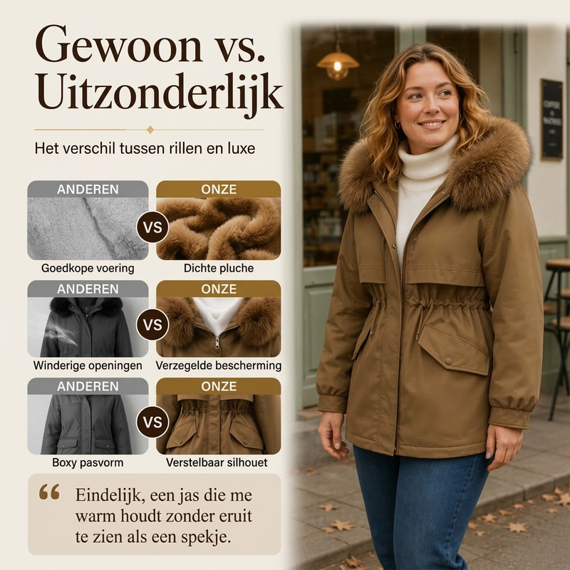 🔥Gratis verzending✈️Dames Parka Jas met Pluche Voering – Halflange Warme Winterjas voor Comfort & Stijl