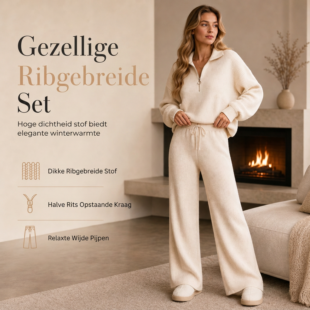 🔥Gratis verzending✈️Dames Gebreide Pullover & Wijde Broek 2-Delige Set