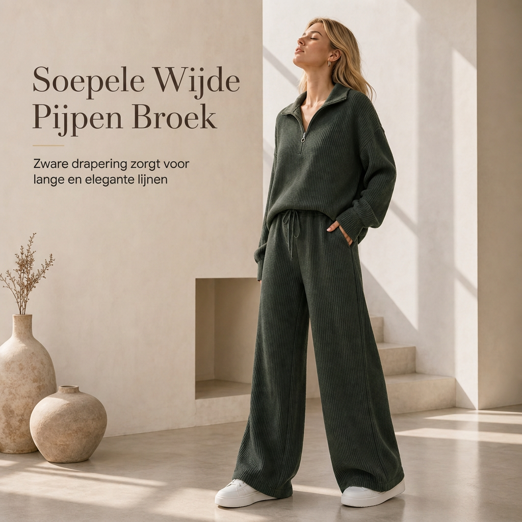 🔥Gratis verzending✈️Dames Gebreide Pullover & Wijde Broek 2-Delige Set