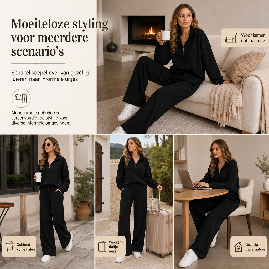 🔥Gratis verzending✈️Dames Gebreide Pullover & Wijde Broek 2-Delige Set
