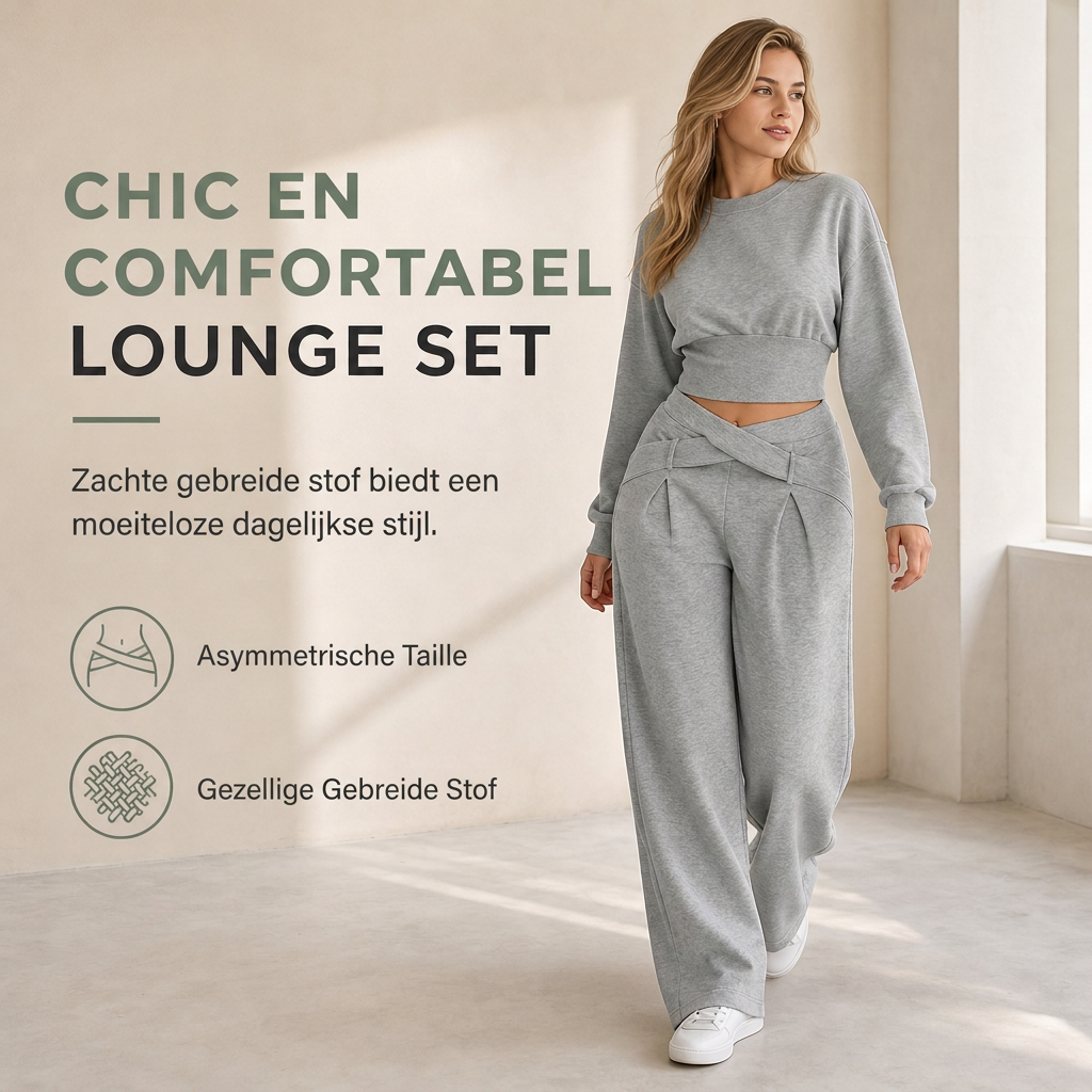 🔥Gratis verzending✈️Casual Sportieve Herfst/Winter Lange Mouw T-shirt en Losse Kruis Taille Wijde Been Broek Twee Delige Set