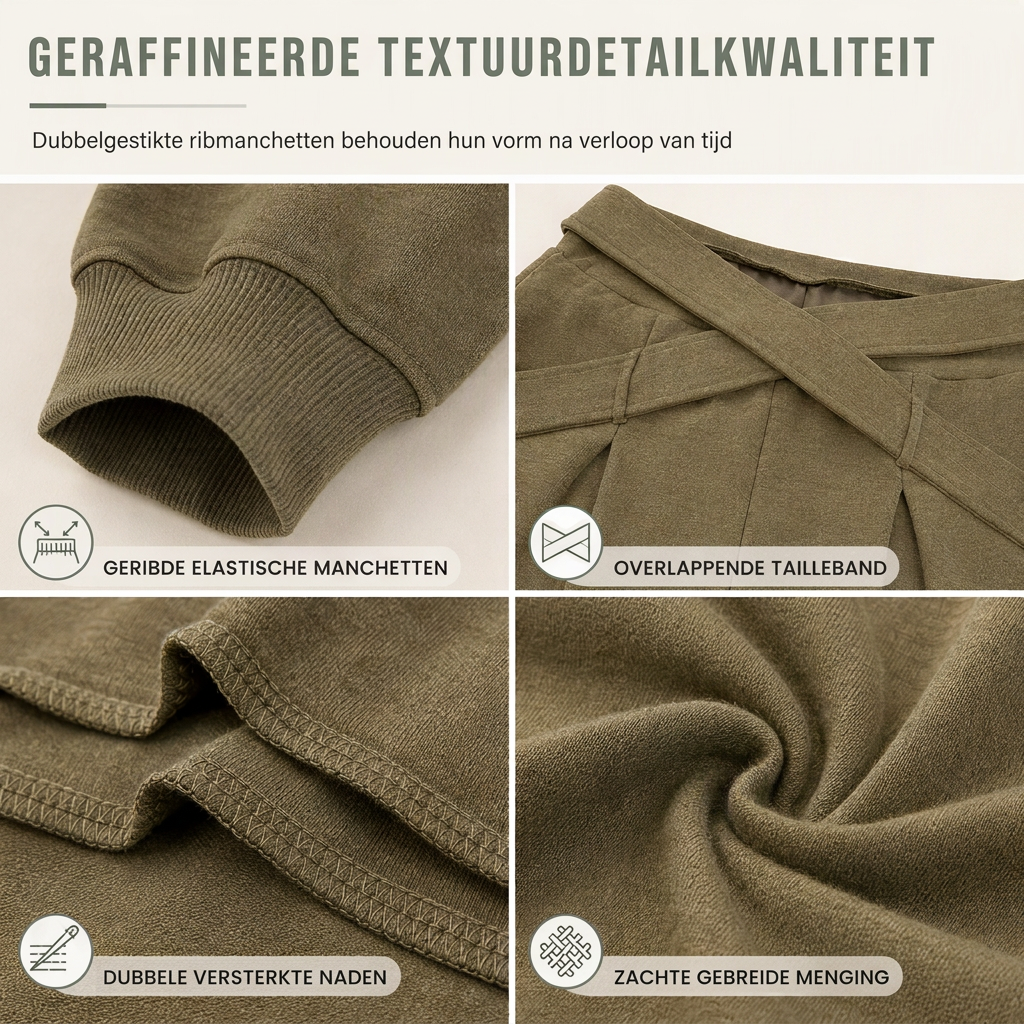 🔥Gratis verzending✈️Casual Sportieve Herfst/Winter Lange Mouw T-shirt en Losse Kruis Taille Wijde Been Broek Twee Delige Set