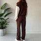 Trendy dames set met luipaardprint aan de zijkant, 2-delig