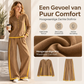 🔥Gratis verzending✈️Dames Colorblock 2-Delige Set met Lange Mouwen Top & Wijde Pantalon – Trendy Design en Comfortabele Pasvorm