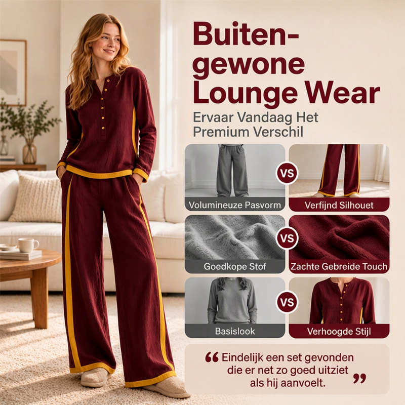 🔥Gratis verzending✈️Dames Colorblock 2-Delige Set met Lange Mouwen Top & Wijde Pantalon – Trendy Design en Comfortabele Pasvorm