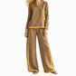 🔥Gratis verzending✈️Dames Colorblock 2-Delige Set met Lange Mouwen Top & Wijde Pantalon – Trendy Design en Comfortabele Pasvorm