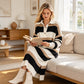 ✨ Nieuwe Collectie 👗 Dames Gestreepte Gebreide Jurk met Kraag – Elegante Pasvorm, Zacht Comfort & Tijdloze Stijl