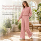 🔥Gratis verzending✈️Dames Gebreide 2-Delige Loungeset met Mock Neck Sweatshirt & High Waist Wijde Pijpen Broek – Comfortabele Elegantie voor Elke Dag