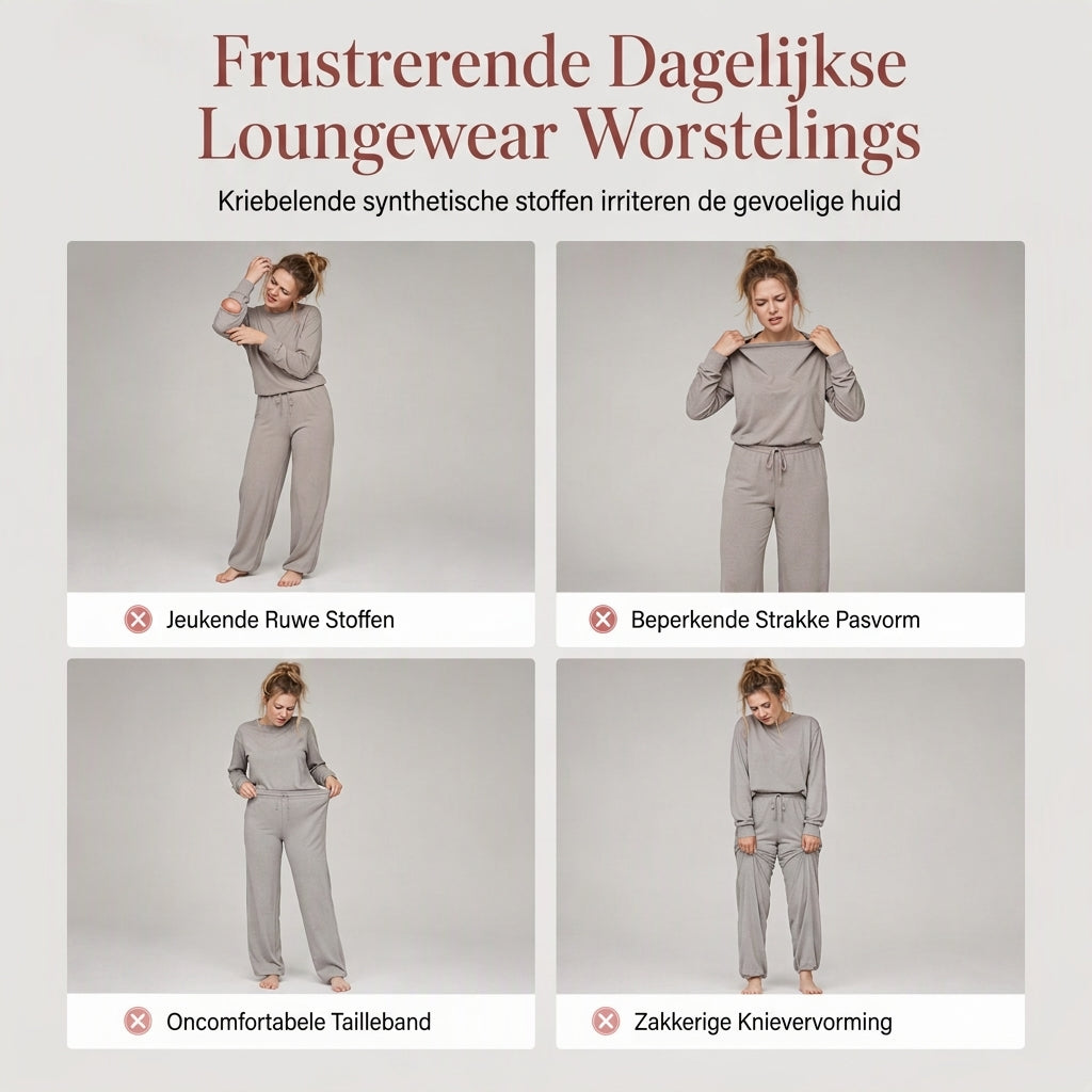 🔥Gratis verzending✈️Dames Gebreide 2-Delige Loungeset met Mock Neck Sweatshirt & High Waist Wijde Pijpen Broek – Comfortabele Elegantie voor Elke Dag
