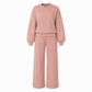 🔥Gratis verzending✈️Dames Gebreide 2-Delige Loungeset met Mock Neck Sweatshirt & High Waist Wijde Pijpen Broek – Comfortabele Elegantie voor Elke Dag