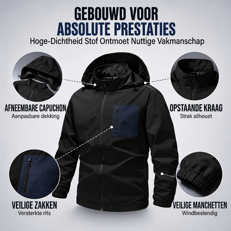 🔥 Tijdelijke Korting 🏕️ Heren Outdoor Windjack met Afneembare Capuchon – Windbescherming, Comfort & Veelzijdige Stijl