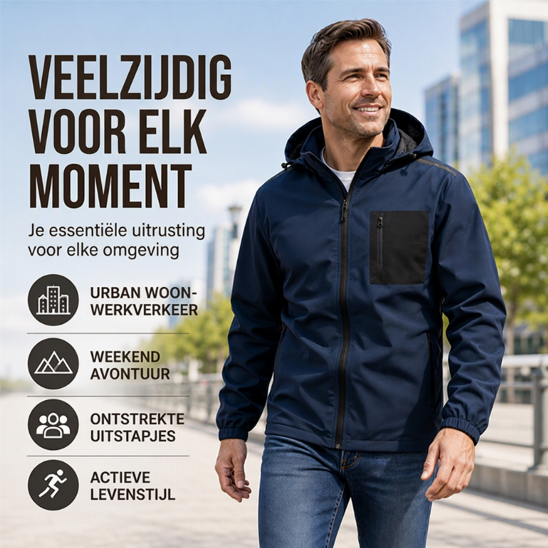 🔥 Tijdelijke Korting 🏕️ Heren Outdoor Windjack met Afneembare Capuchon – Windbescherming, Comfort & Veelzijdige Stijl