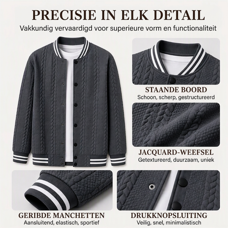 🔥50% OFF🔥Casual herenjack van jacquard-stof in baseballstijl