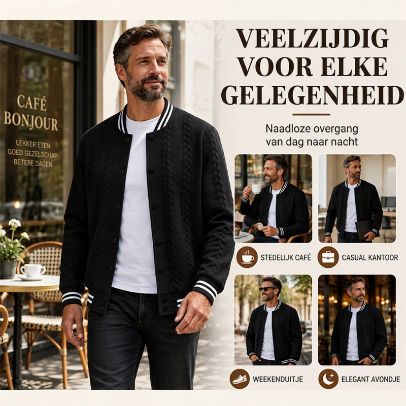 🔥50% OFF🔥Casual herenjack van jacquard-stof in baseballstijl