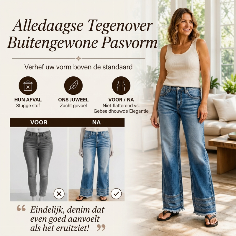🔥Gratis verzending✈️Dames Vintage Wijde Pijp Jeans met Raw Hem