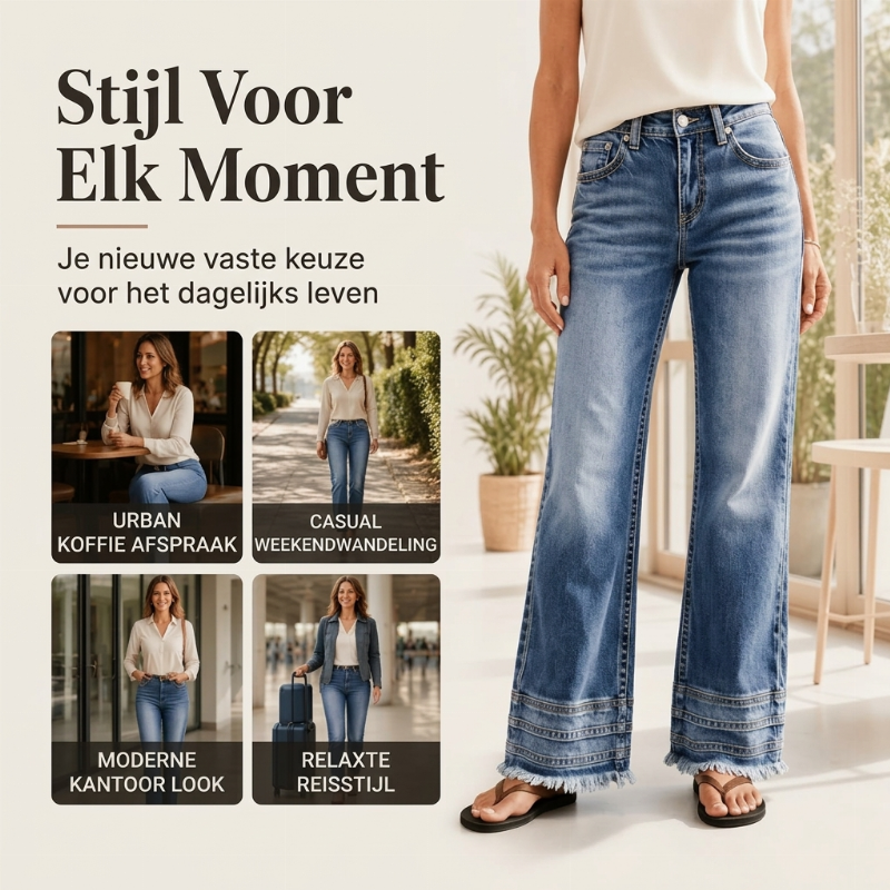 🔥Gratis verzending✈️Dames Vintage Wijde Pijp Jeans met Raw Hem