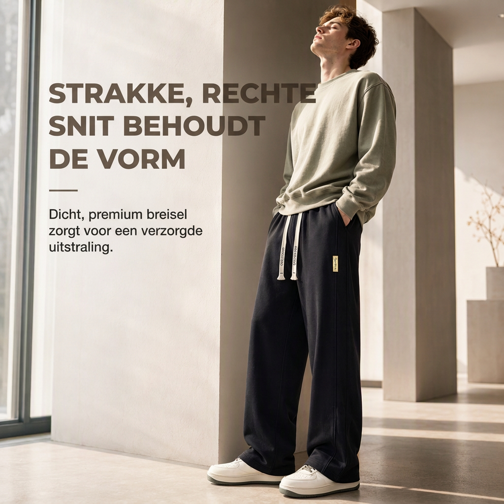 Heren losvallende, rechtvallende joggingbroek – dikke casual brede sportbroek voor herfst en winter