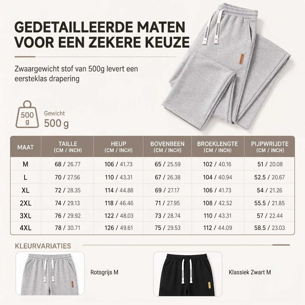 Heren losvallende, rechtvallende joggingbroek – dikke casual brede sportbroek voor herfst en winter