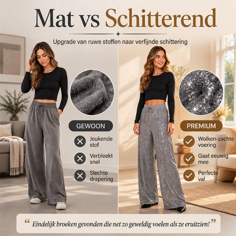 🔥Gratis verzending✈️Breed uitlopende glanzende glitterbroek voor dames