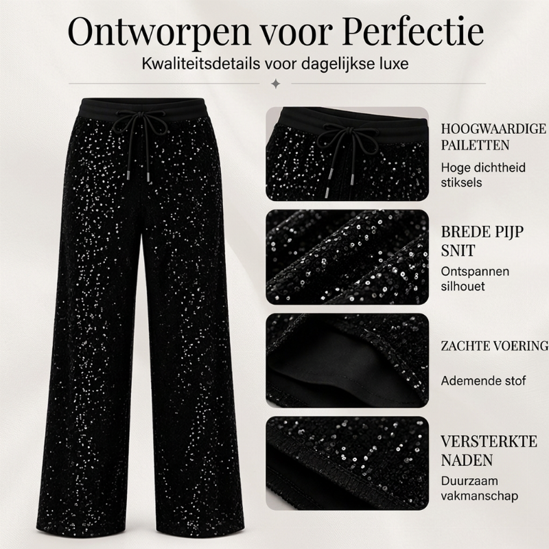 🔥Gratis verzending✈️Breed uitlopende glanzende glitterbroek voor dames