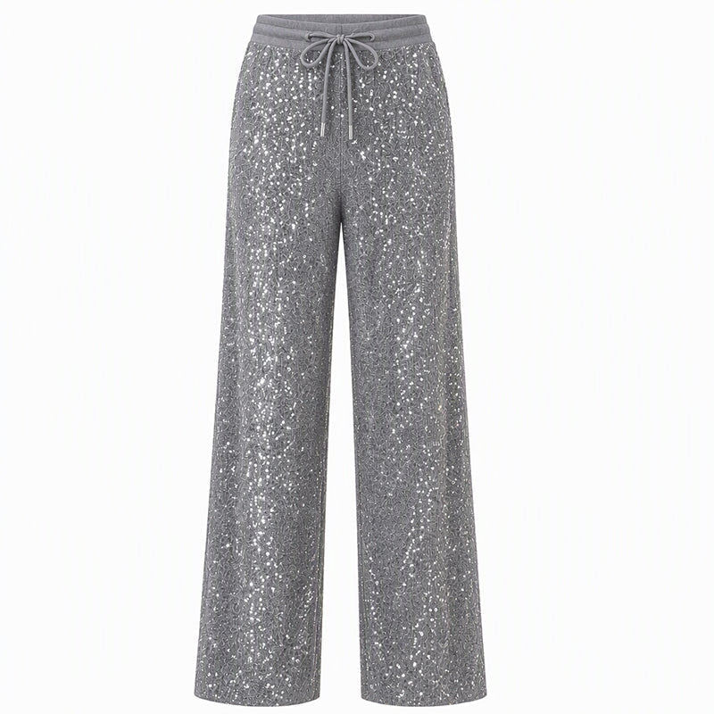 🔥Gratis verzending✈️Breed uitlopende glanzende glitterbroek voor dames