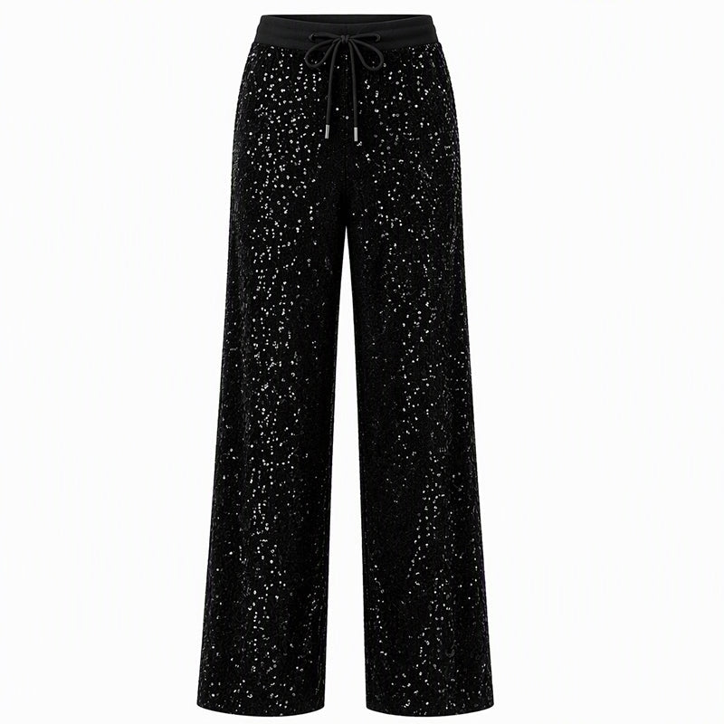 🔥Gratis verzending✈️Breed uitlopende glanzende glitterbroek voor dames