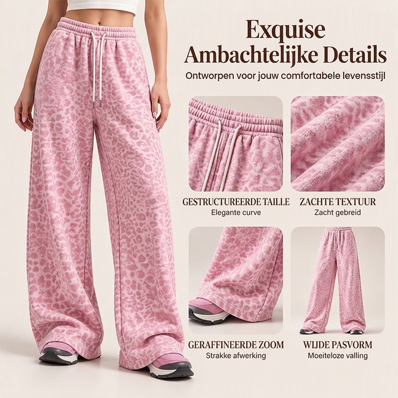 👖🔥Vrouwen Casual Luipaardprint Wijde Been Joggingbroek