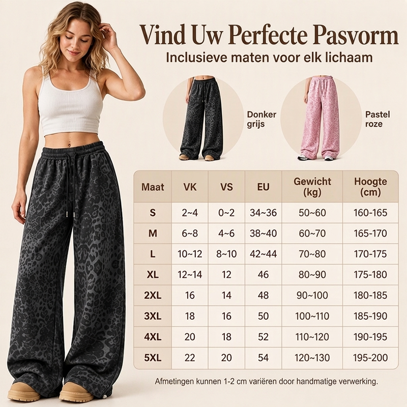 👖🔥Vrouwen Casual Luipaardprint Wijde Been Joggingbroek