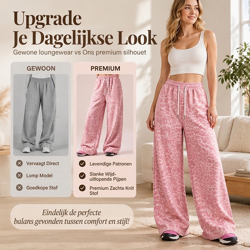 👖🔥Vrouwen Casual Luipaardprint Wijde Been Joggingbroek