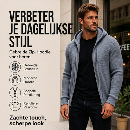 🔥Gratis verzending✈️Heren casual gebreide trui met capuchon en rits