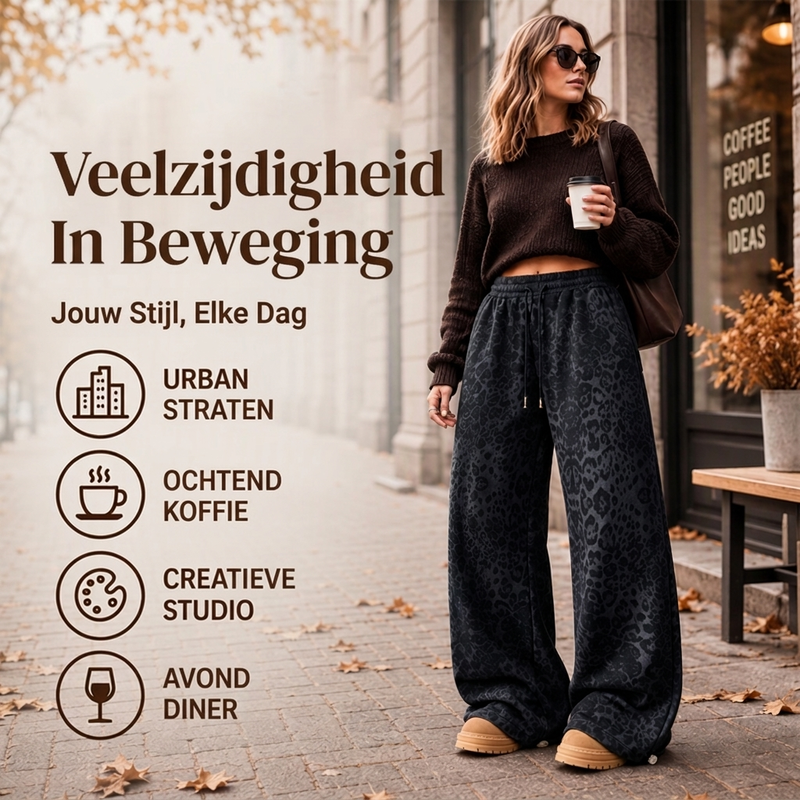 👖🔥Vrouwen Casual Luipaardprint Wijde Been Joggingbroek