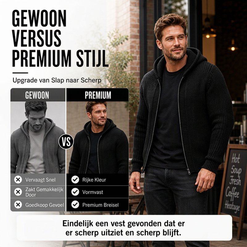 🔥Gratis verzending✈️Heren casual gebreide trui met capuchon en rits