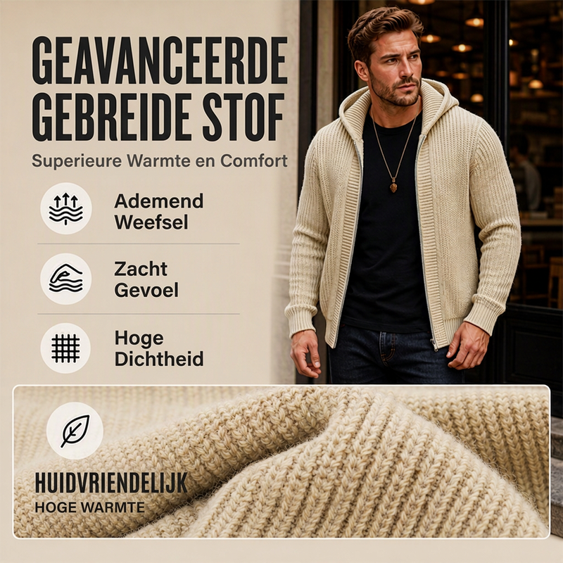 🔥Gratis verzending✈️Heren casual gebreide trui met capuchon en rits