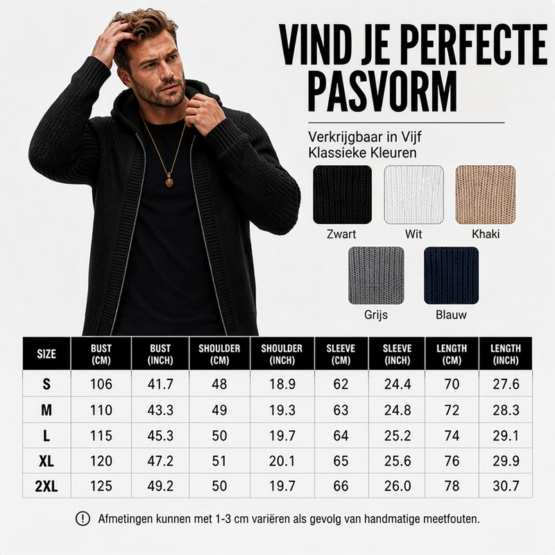 🔥Gratis verzending✈️Heren casual gebreide trui met capuchon en rits