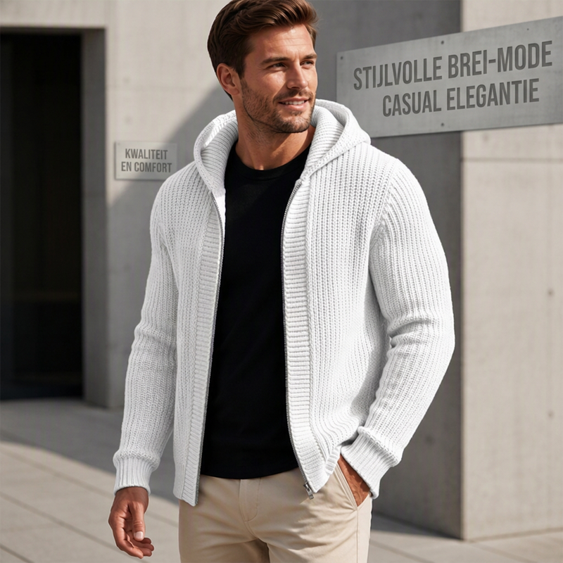 🔥Gratis verzending✈️Heren casual gebreide trui met capuchon en rits