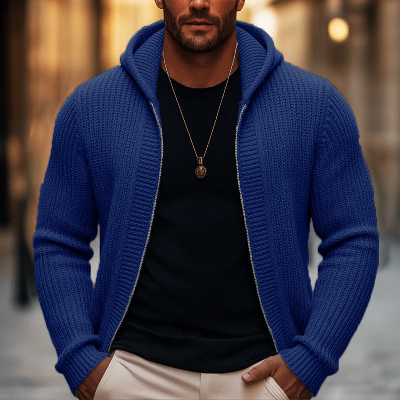 🔥Gratis verzending✈️Heren casual gebreide trui met capuchon en rits