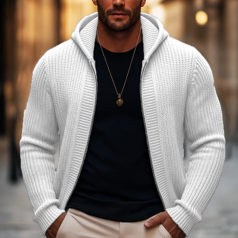 🔥Gratis verzending✈️Heren casual gebreide trui met capuchon en rits