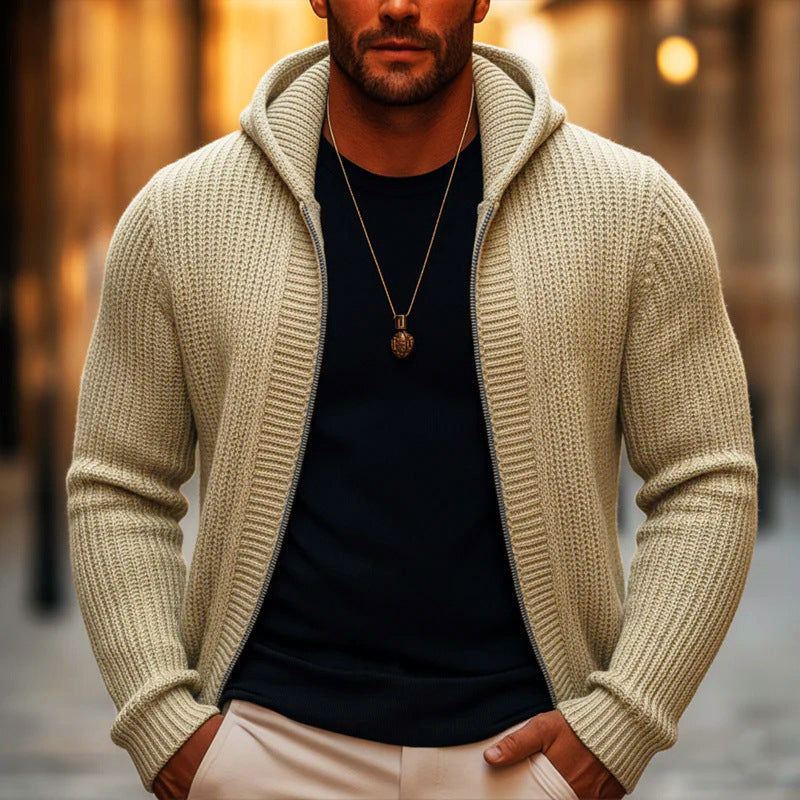 🔥Gratis verzending✈️Heren casual gebreide trui met capuchon en rits