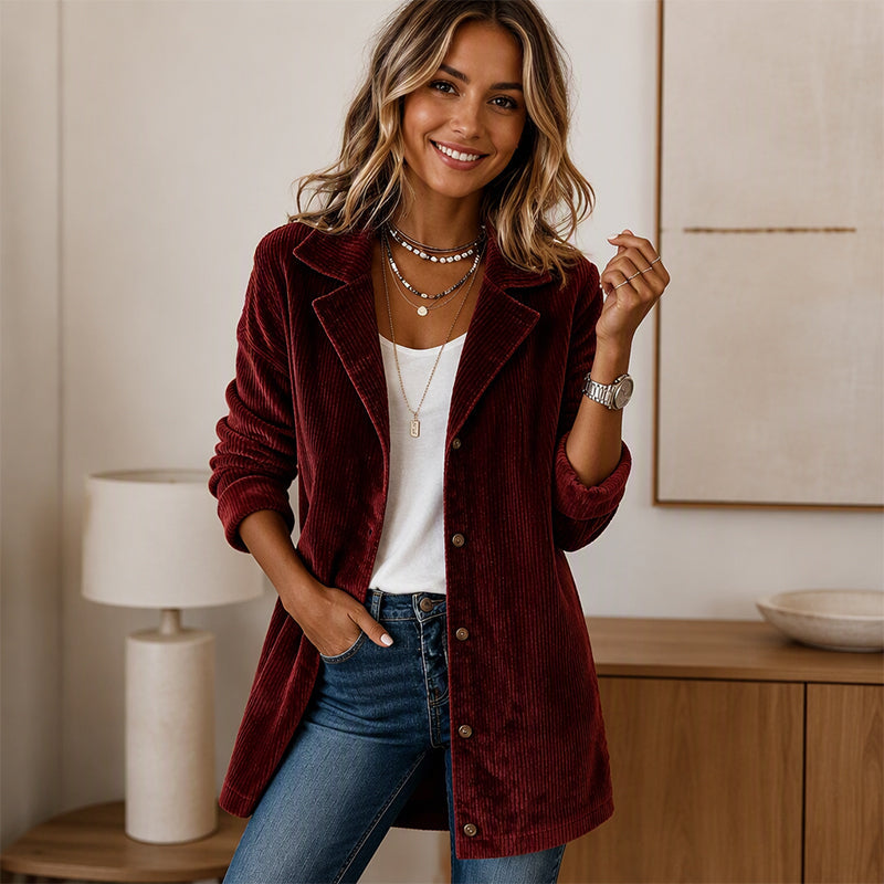 😍Casual corduroy kno open jack voor dames
