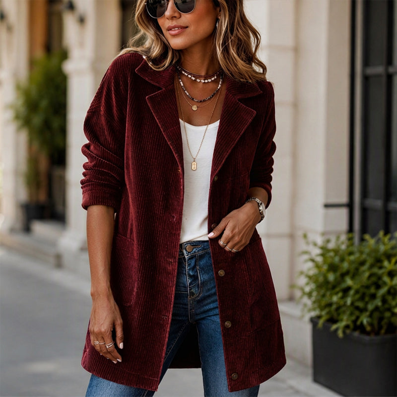 😍Casual corduroy kno open jack voor dames