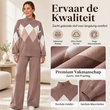 🔥Gratis verzending✈️Elegante 2-Delige Gebreide Set met Ruitpatroon en Wijde Broek